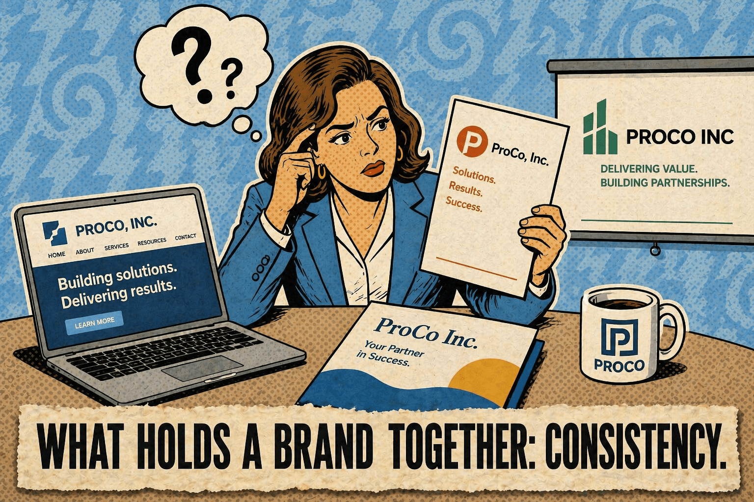ChatGPT Image Apr 30, 2026, 10_02_25 AM customer confused looking at inconsistent branded assets of a business